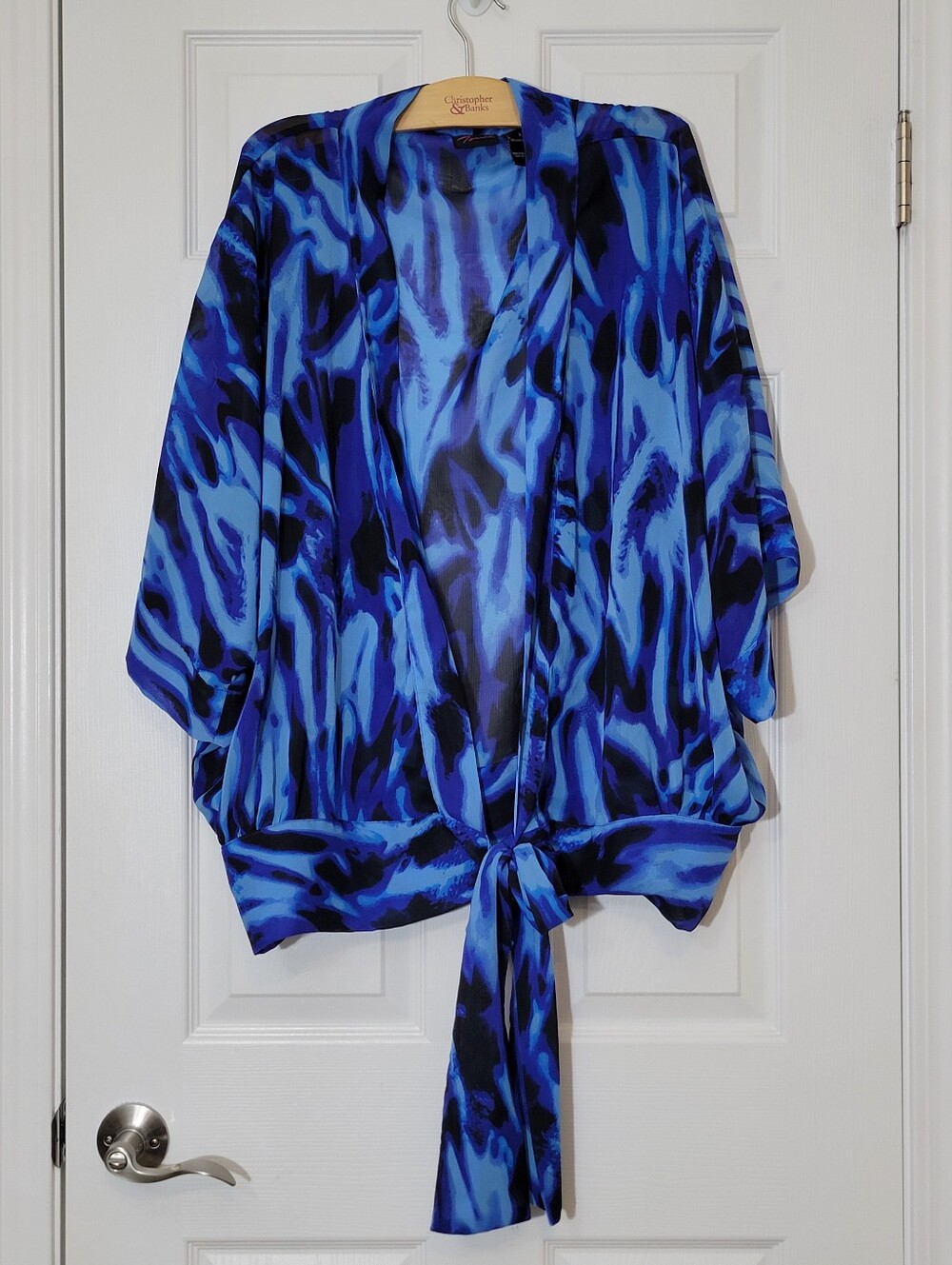 Vintage Torrid Blue Print Tie Front Wrap Cover Plus Size 3 3x